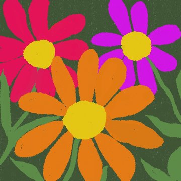 colorful flowers digital art illustration