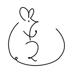 Mouse line icon, rat sign designs icon. Hand drawn minimalism style vector illustration