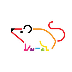 Mouse colorful lines icon, rat sign designs icon. Hand drawn minimalism style vector illustration