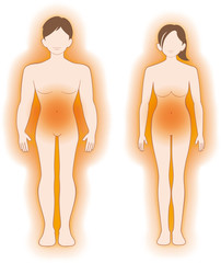 Fototapeta premium 温まった腹部 男女セット