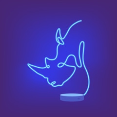 One line rhinoceros head design silhouette. Hand drawn minimalism style vector illustration.