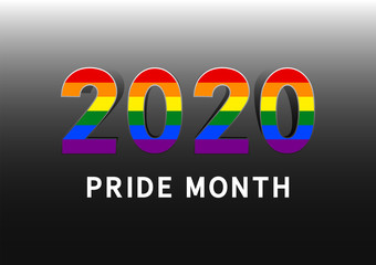 Rainbow 2020 with pride month word