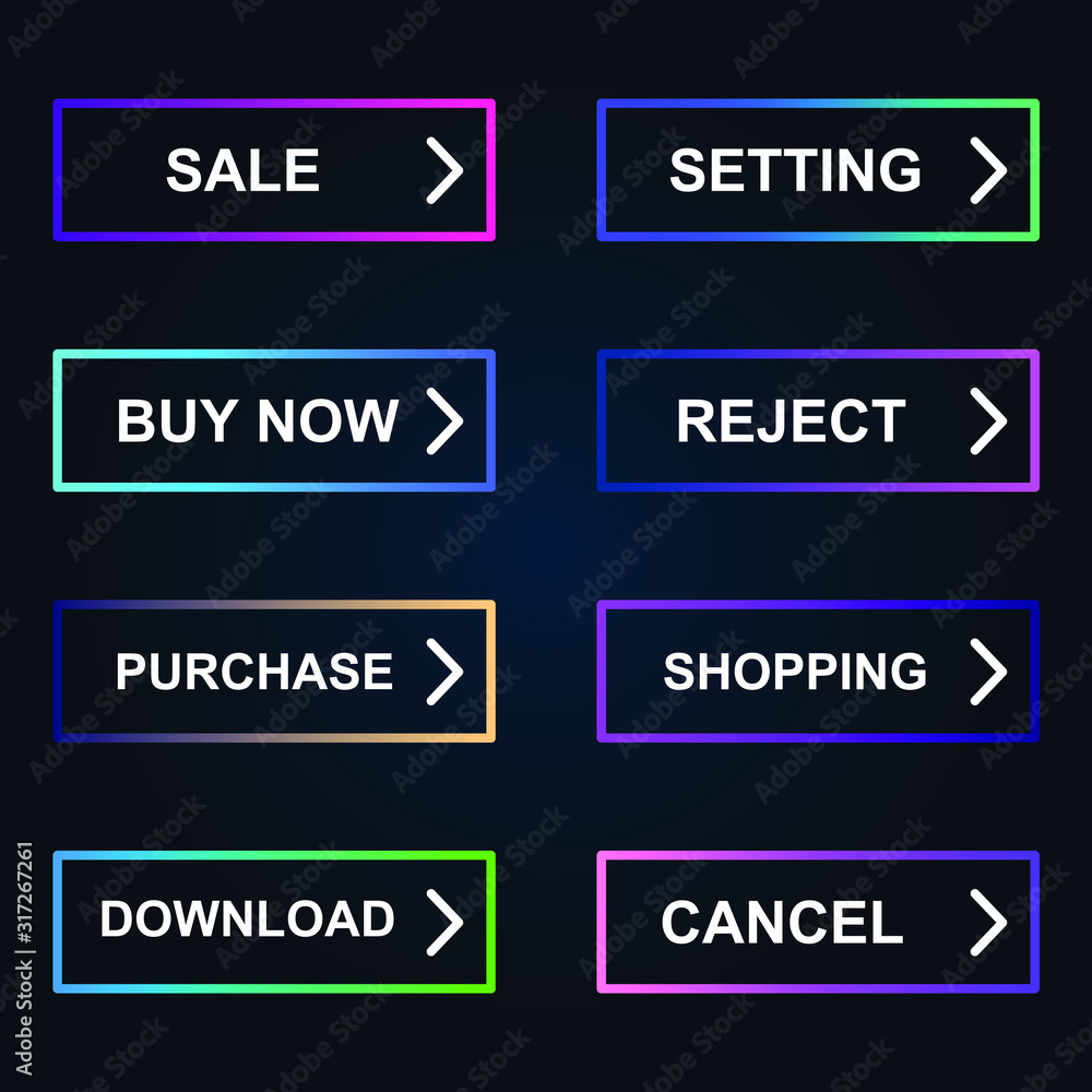Aufkleber Set of modern material style buttons for website, mobile app and infographic template Different gradient colors illustration graphic and web design.