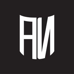 AN Logo monogram with ribbon style design template on black background
