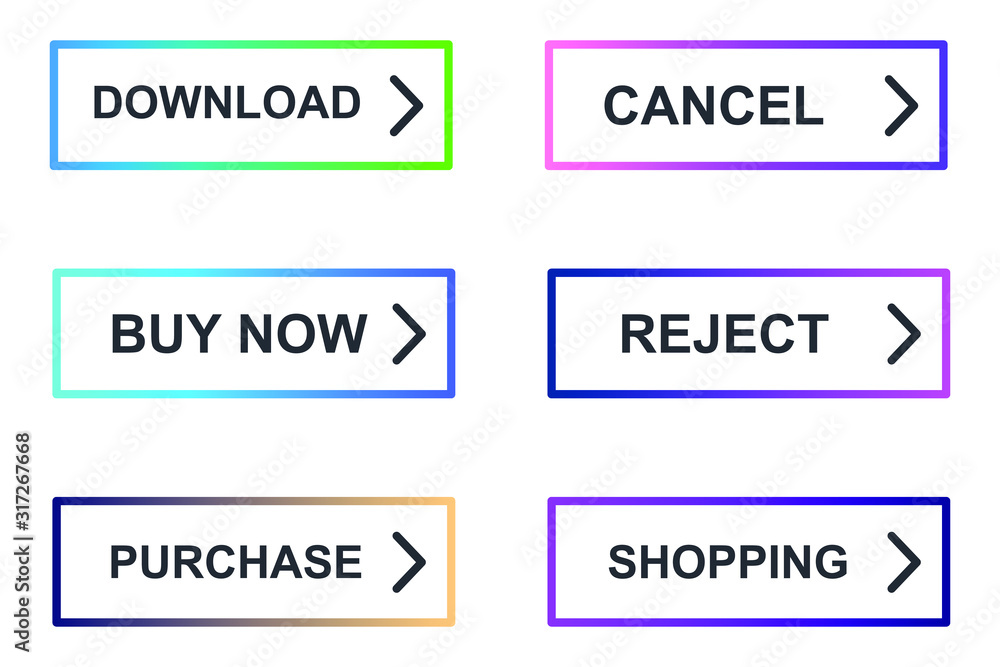 Aufkleber Set of modern material style buttons for website, mobile app and infographic template Different gradient colors illustration graphic and web design.