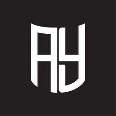 AY Logo monogram with ribbon style design template on black background