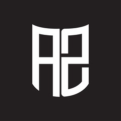 AZ Logo monogram with ribbon style design template on black background