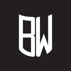 BW Logo monogram with ribbon style design template on black background