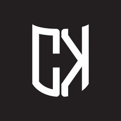 CK Logo monogram with ribbon style design template on black background