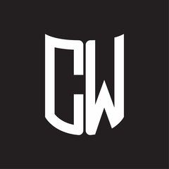 CW Logo monogram with ribbon style design template on black background