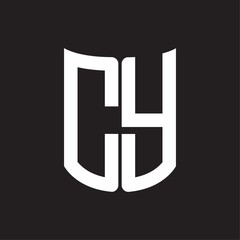 CY Logo monogram with ribbon style design template on black background