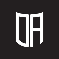 DA Logo monogram with ribbon style design template on black background
