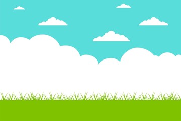 Beautiful summer landscape - blue sky and green grass. vector illustration isolated illustration