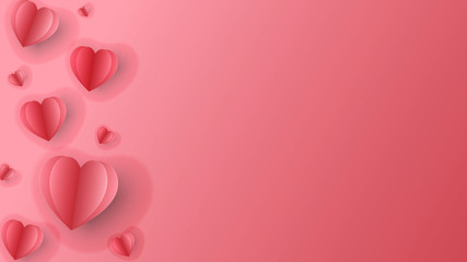 Paper shape of heart on pink background with copy space for your design, valentine concept.