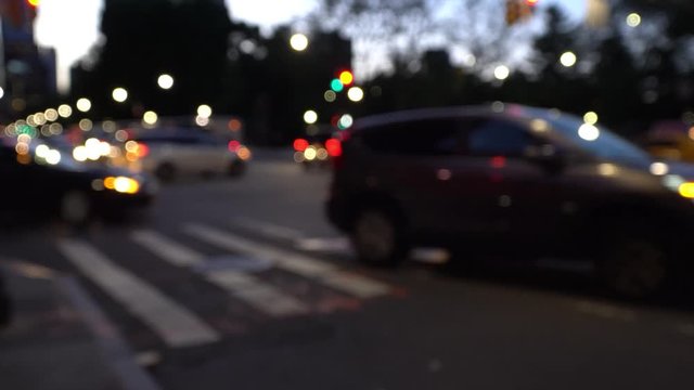 Defocused Intersection Corner - New York City Traffic