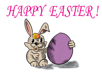 easter card with bunny and eggs