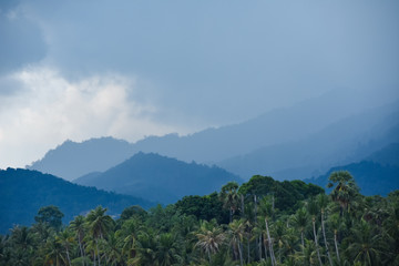 Fototapeta na wymiar A monsoon looms over the island of Ko Samui