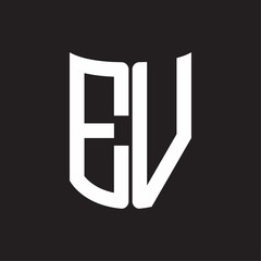 EV Logo monogram with ribbon style design template on black background