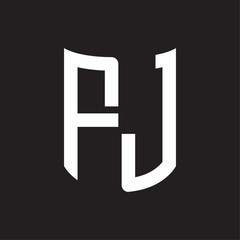 FJ Logo monogram with ribbon style design template on black background