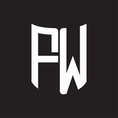 FW Logo monogram with ribbon style design template on black background