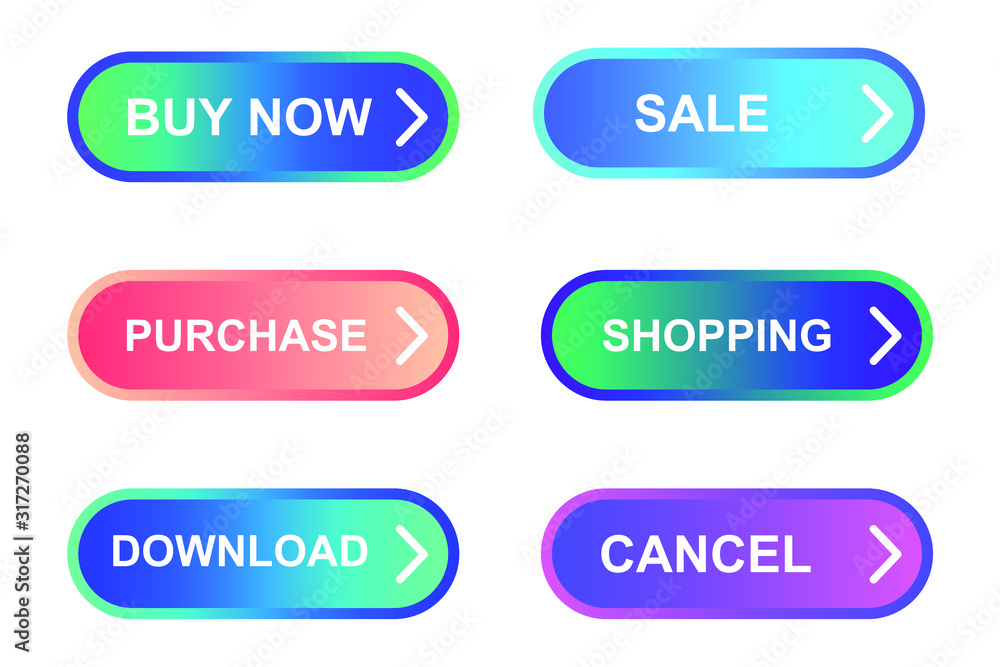 Aufkleber Set of modern material style buttons for website, mobile app and infographic template Different gradient colors illustration graphic and web design.