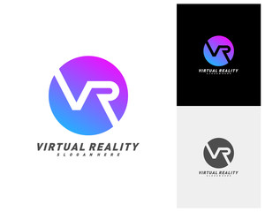 Virtual Reality logo template design vector, VR Letter Logo Design with Creative Modern Trendy Typography