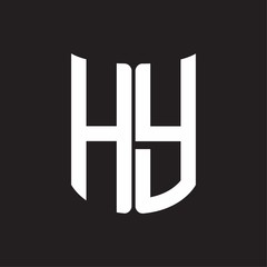 HY HLogo monogram with ribbon style design template on black background
