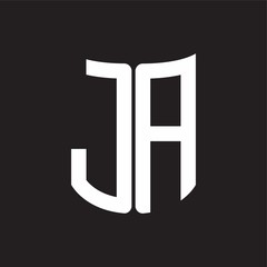 JA Logo monogram with ribbon style design template on black background