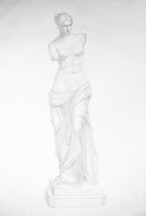 Fototapeta na wymiar Pencil drawing statue of Venus de Milos
