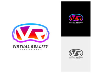 Virtual Reality logo template design vector, VR Letter Logo Design with Creative Modern Trendy Typography