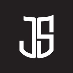 JS Logo monogram with ribbon style design template on black background