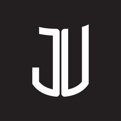 JU Logo monogram with ribbon style design template on black background
