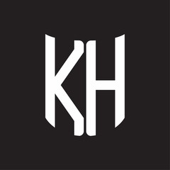 KH Logo monogram with ribbon style design template on black background