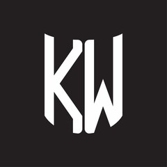 KW Logo monogram with ribbon style design template on black background