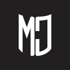 MC Logo monogram with ribbon style design template on black background