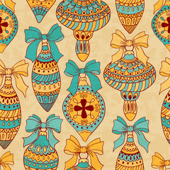 Christmas vector pattern. Seamless pattern with Christmas balls