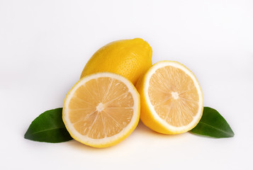 Fototapeta na wymiar Ripe lemons on white background