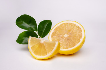 Ripe lemons on white background