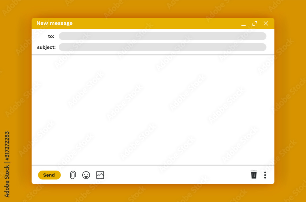 Aufkleber blank email screen mockup. mail window interface, message internet website panel screen. vector illu