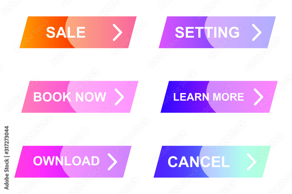 Poster Set of modern material style buttons for website, mobile app and infographic template Different gradient colors illustration graphic and web design.