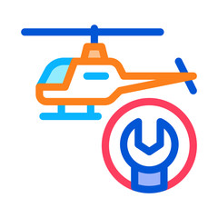Helicopter Wrench Icon Vector. Outline Helicopter Wrench Sign. Isolated Contour Symbol Illustration