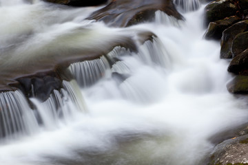 Fototapeta na wymiar Landscape of the Little River captured with motion blur, Great Smoky Mountains National Park, Tennessee, USA