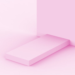 3d pink sweet stage podium scene minimal studio background. Abstract 3d geometric shape object illustration render. Display for cosmetic fashion and valentine product.