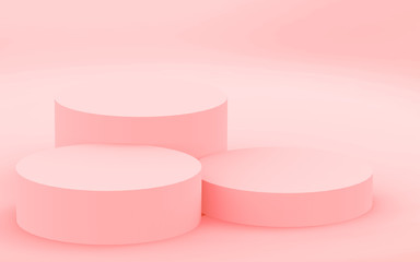 3d pink cylinder podium minimal studio background. Abstract 3d geometric shape object illustration render. Display for valentine product.
