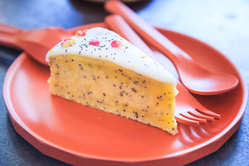 Delicious Fresh White Healthy Cheesecake with Flower Petals and Grains Toppings. Nutrition, Sweets, Dessert, Snack, Food, Confectionery, Indulgence, Delicacy, Cuisine, Gourmet and Dish in cafe concept