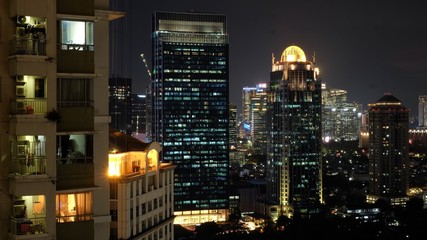 Evening view from an apartment building in Central Jakarta