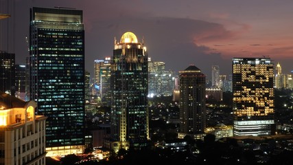 Obraz premium Twilight over Jakarta city skyline