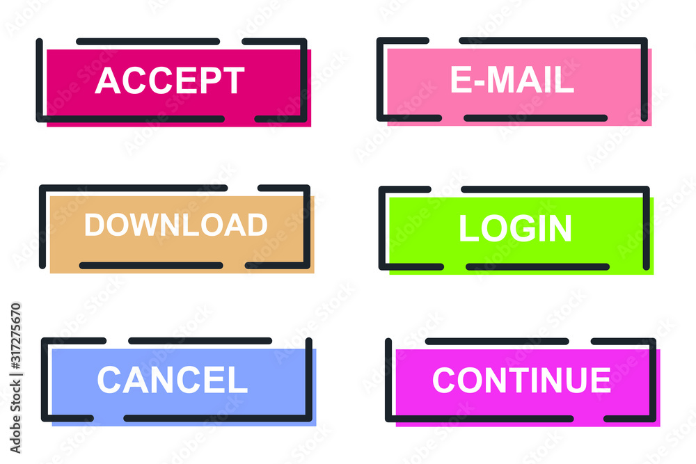 Poster Set of modern material style buttons for website, mobile app and infographic template Different gradient colors illustration graphic and web design.