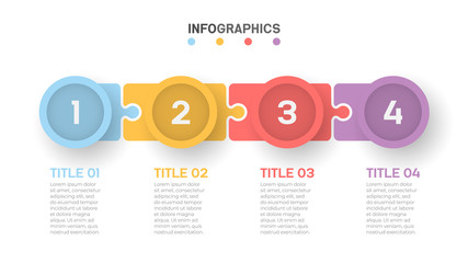 Business process. Timeline with number options and 4 steps. Vector illustration. Can be used for workflow diagram, info chart, graph, web design.