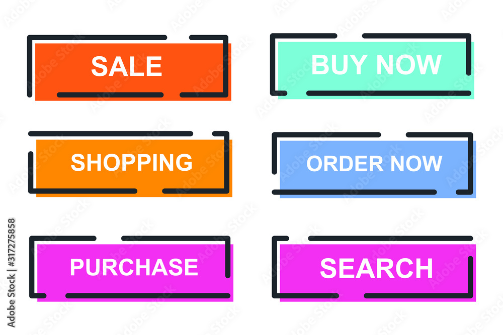 Poster Set of modern material style buttons for website, mobile app and infographic template Different gradient colors illustration graphic and web design.